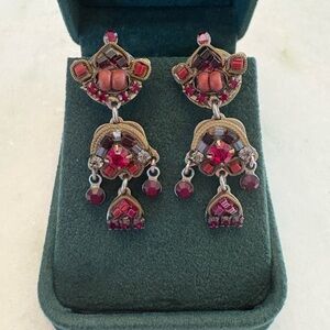 Elegant Red and Gold Dangle Earrings